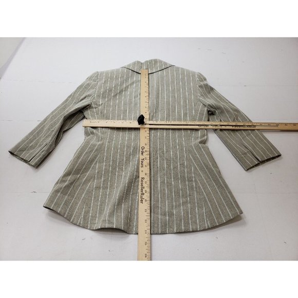 Donna Degnan Womens Blazer Jacket Long Sleeve Single Button Striped Grey Size 2 - Picture 6 of 8